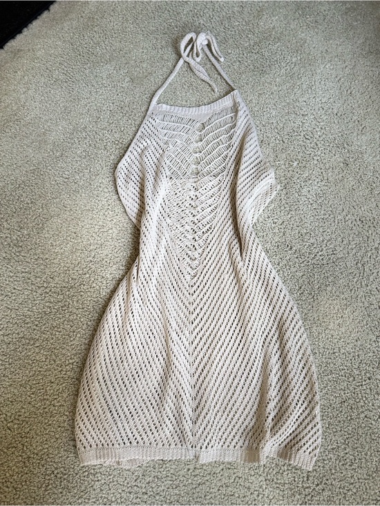 Fashion Q Other - Crochet Halter Swim Coverup Dress in Cream beach sexy